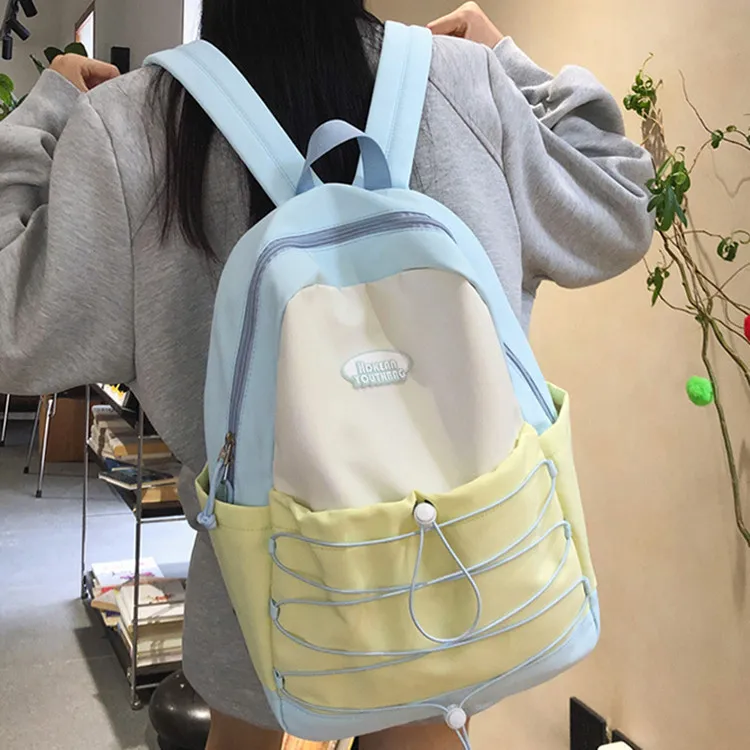NOMK Nylon Portable One Shoulder Backpack Regular Women's Black Pink/Green Pink/Pink Blue/Blue Yellow-19