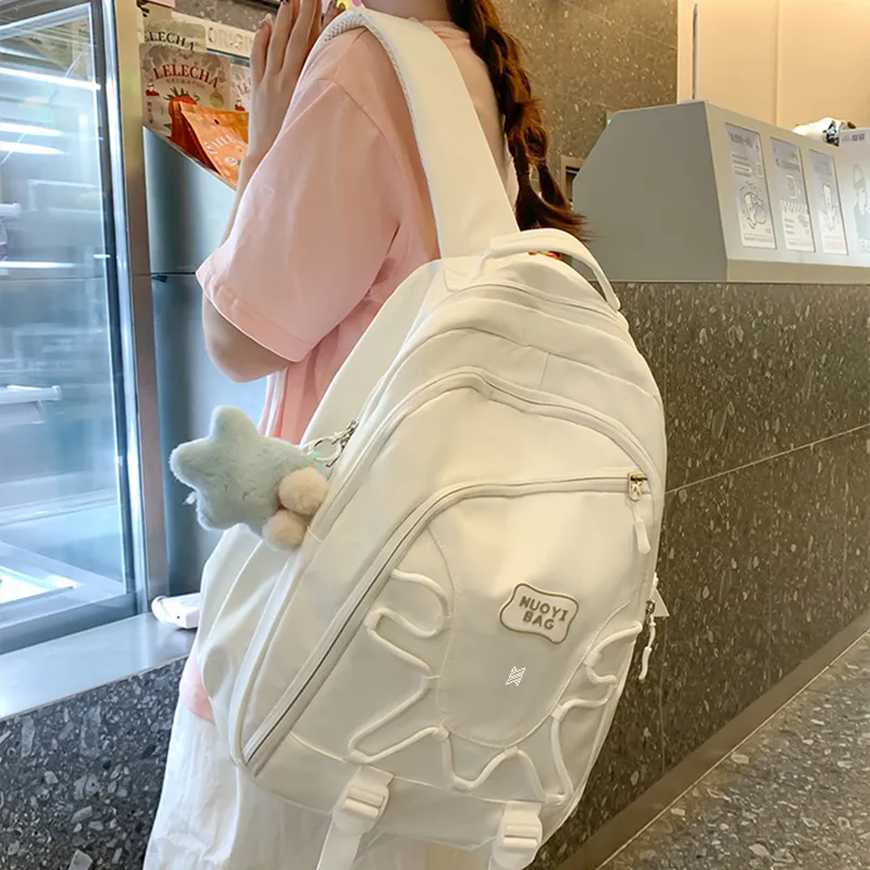 NOMK Nylon Backpack Handbag Women's White/Black/Yellow/Pink/Blue/Green-1