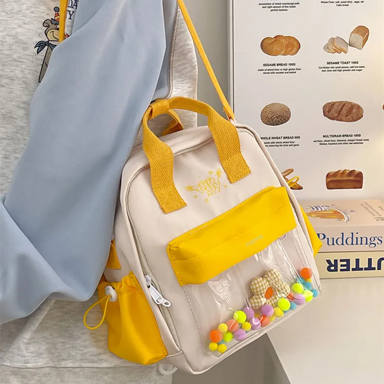 NOMK Nylon Backpack Handbag Women's Purple/Blue/Black/Yellow/Green-9