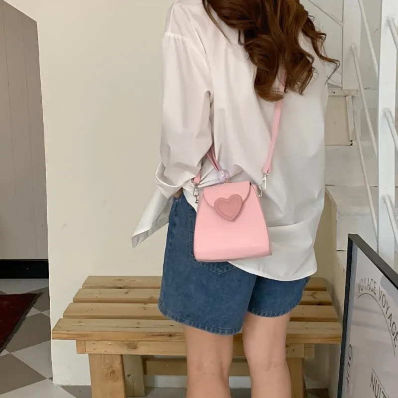 NOMK Leather Crossbody One Shoulder Handbag Mini Women's Pink-3