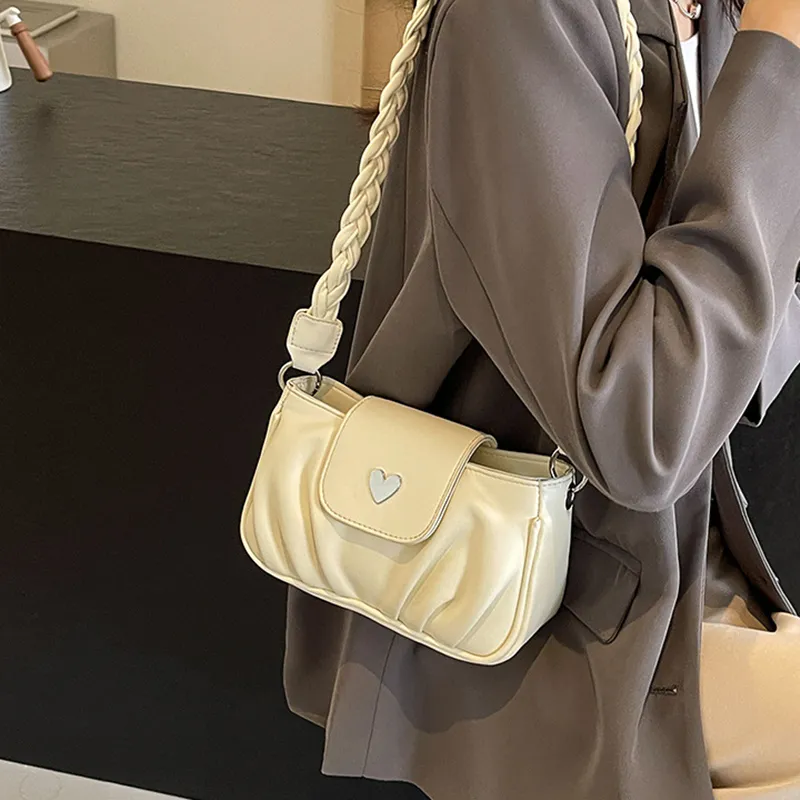 NOMK PU Shoulder Bag, Handbag, Shoulder Bag, Crossbody Bag Women's Black/Ecru/Pink/Silver-7
