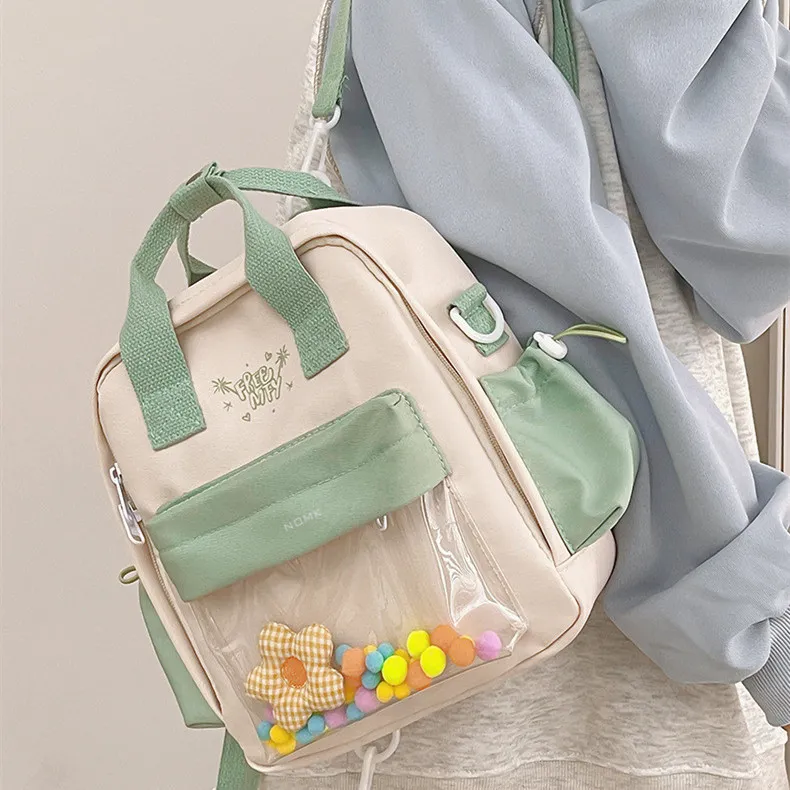 NOMK Nylon Backpack Handbag Women's Purple/Blue/Black/Yellow/Green-14