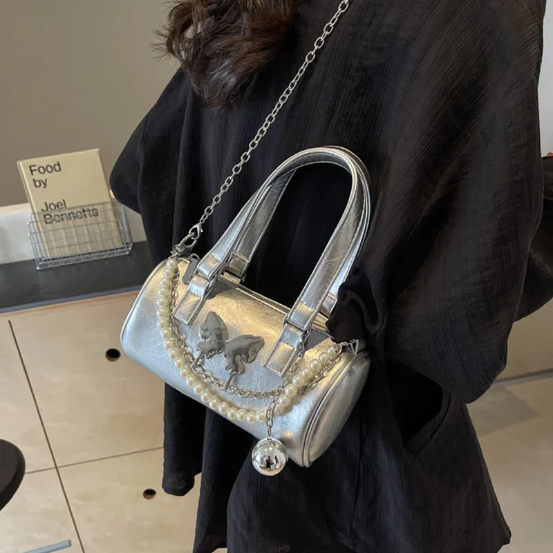 NOMK PU Shoulder Bag, Crossbody Bag, Handbag Women's Black/White/Silver-11