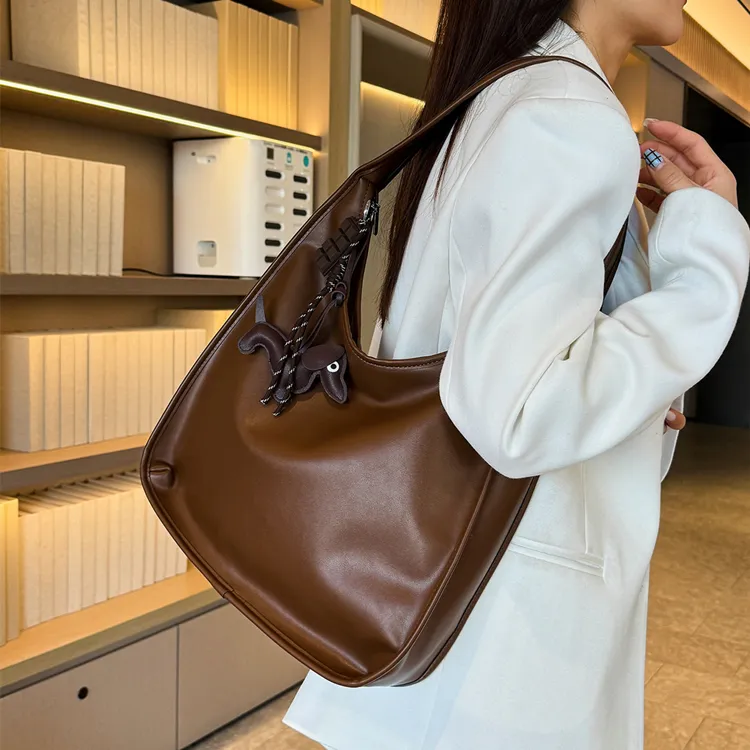 NOMK PU Shoulder Bag Handbag Shoulder Bag Women's Ecru/Silver Black/Dark Brown-13