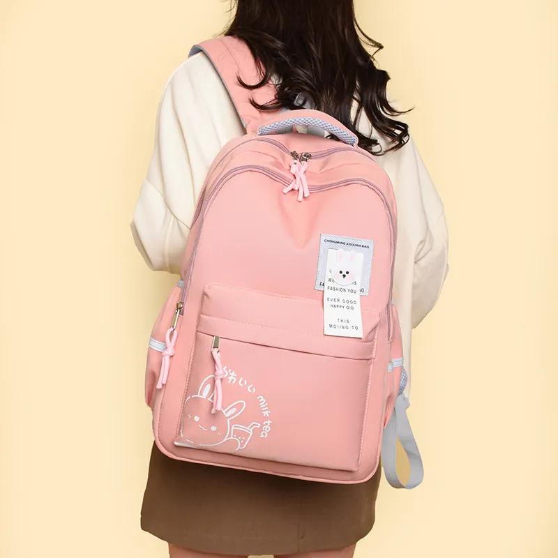 NOMK Nylon Backpack Women's Pink/Gray-9