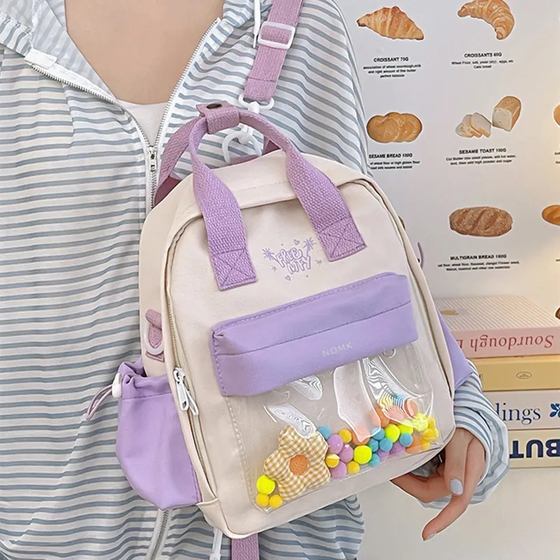 NOMK Nylon Backpack Handbag Women's Purple/Blue/Black/Yellow/Green-1