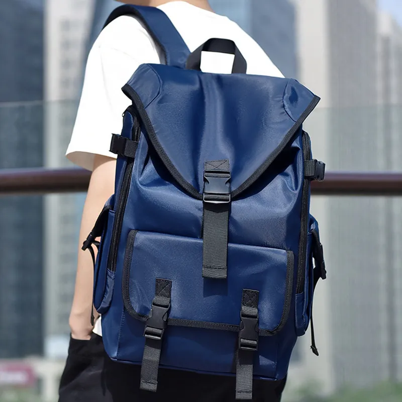 NOMK Nylon Fabric Backpack Large Size Unisex Black-8