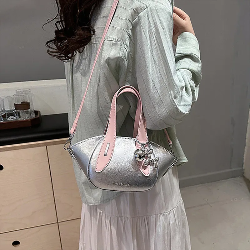 NOMK PU Handbag Shoulder Bag Crossbody Bag Women's White/Blue/Silver-9