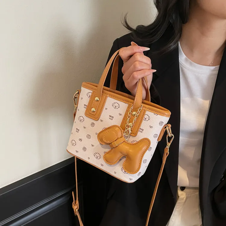 NOMK PU Crossbody One Shoulder Handbag Women's White & Brown/Ecru/Pink/Coffee-1