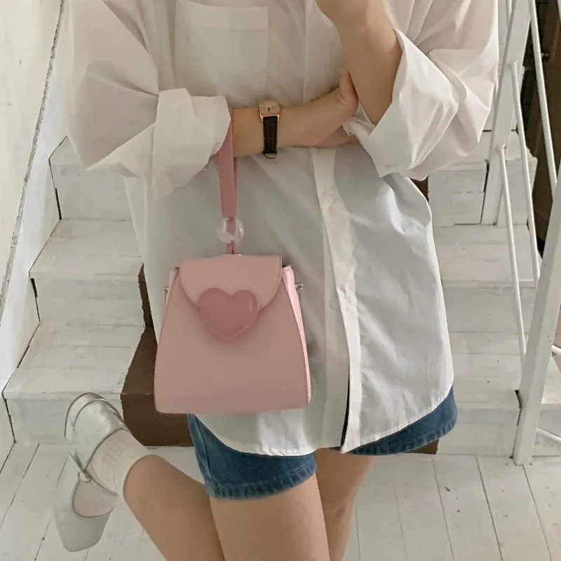 NOMK Leather Crossbody One Shoulder Handbag Mini Women's Pink-5