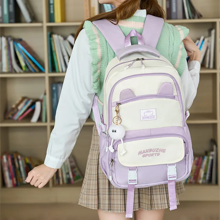 NOMK Nylon Portable One Shoulder Backpack Regular Women's Black/Red/Purple/Khaki/Blue-8