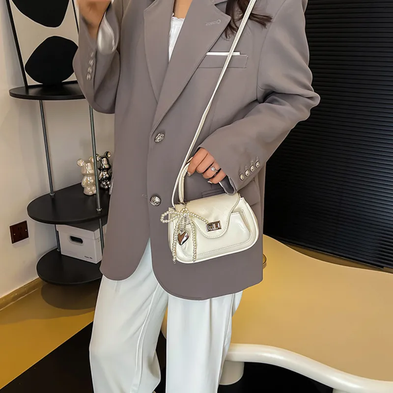 NOMK PU Handbag, Shoulder Bag, Crossbody Bag Regular Women's Ecru/Cherry Red/Silver/Black-2