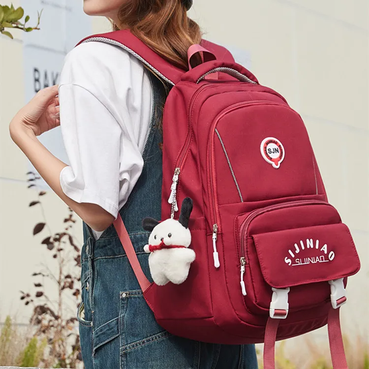 NOMK Nylon Backpack Large Size Unisex Red/Black/Blue/White/Purple-3