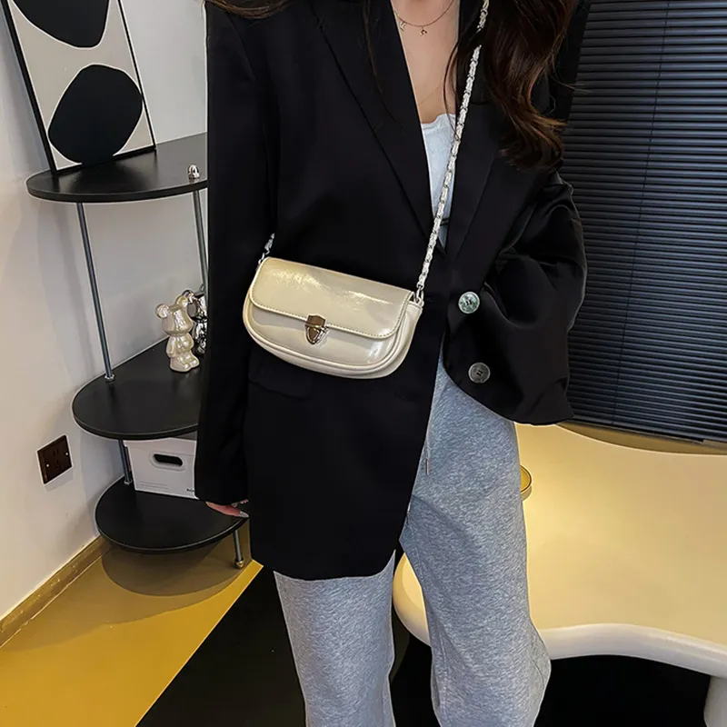 NOMK PU Handbag, Shoulder Bag, Crossbody Bag Women's Ecru/Sakura Pink/Silver/Black-3