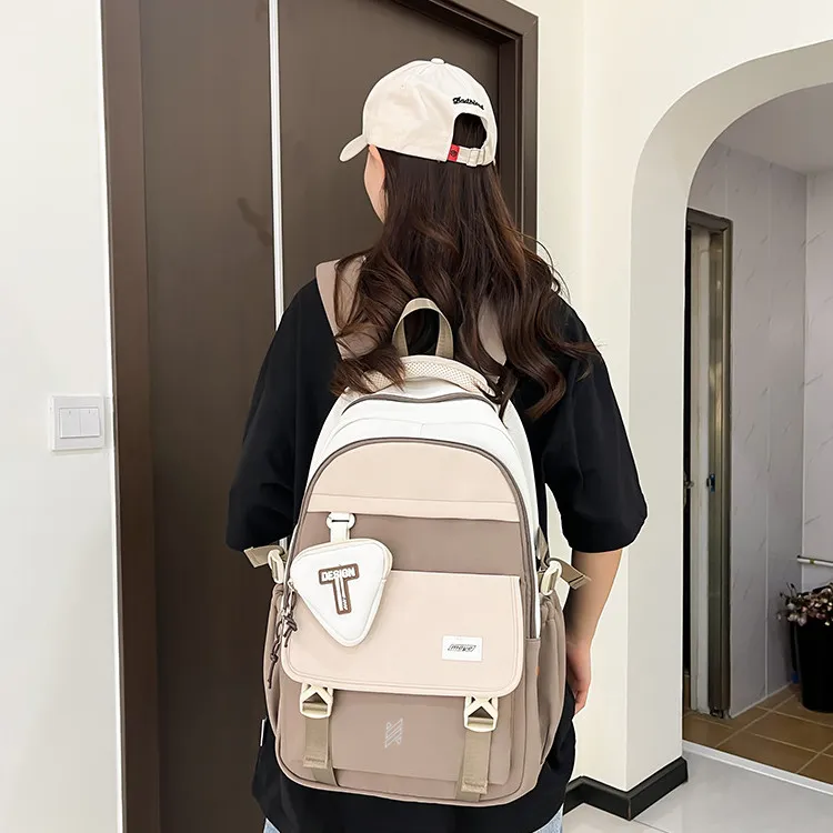 NOMK Nylon Carry Backpack Unisex Red/Green/Orange/Black/Dark Khaki/Light Khaki-15