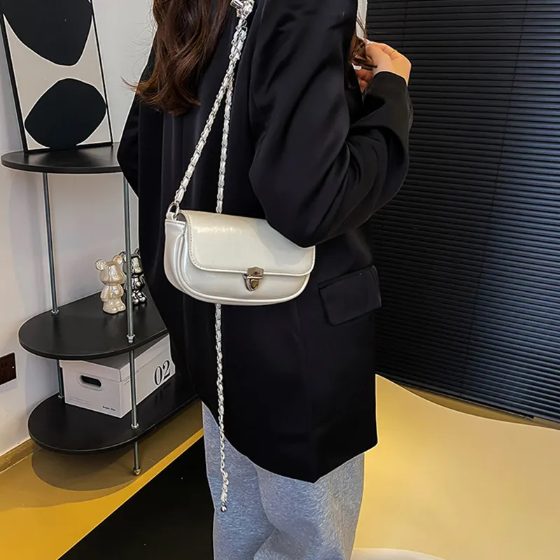 NOMK PU Handbag, Shoulder Bag, Crossbody Bag Women's Ecru/Sakura Pink/Silver/Black-1
