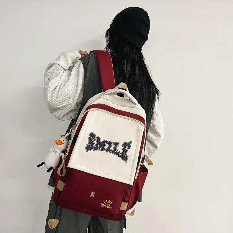 NOMK Nylon Backpack Unisex Black/Red/Blue/Brown-3