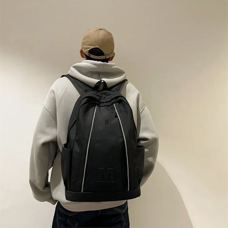 NOMK Nylon Backpack Unisex Black/Gray/White/Pink-3