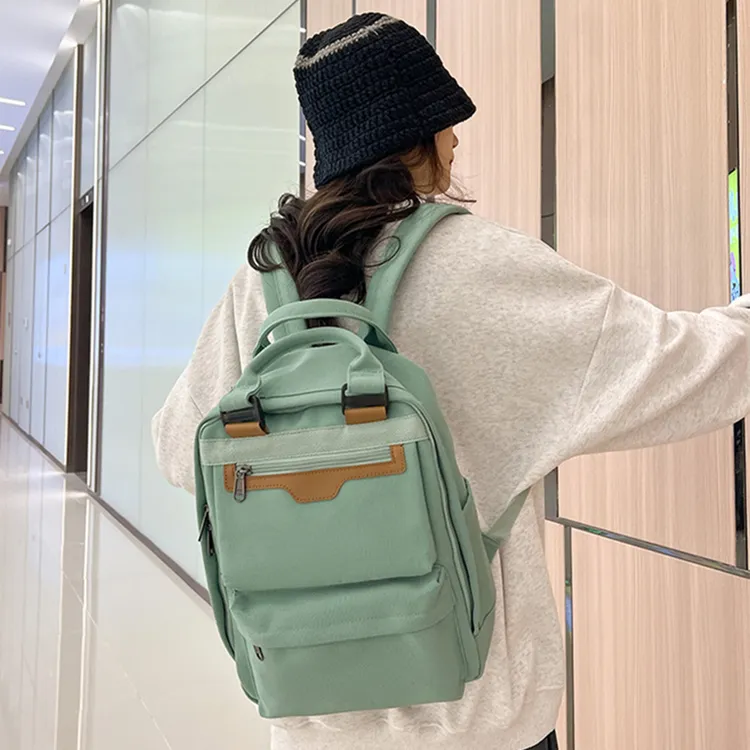 NOMK Canvas Handheld Backpack Unisex Black/Army Green/Green/Ecru/Purple-10