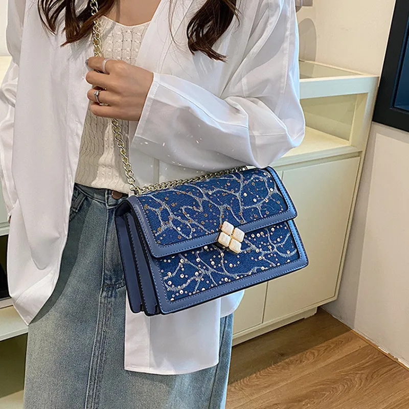NOMK PU With Synthetic Leather Shoulder Bag, Crossbody Bag Women's Black/White/Light Blue/Dark Blue-14