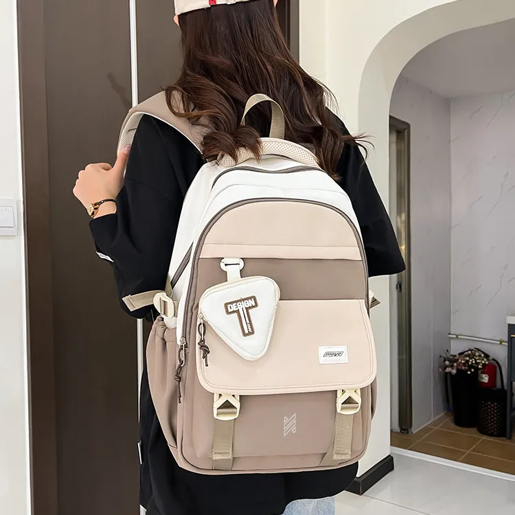 NOMK Nylon Carry Backpack Unisex Red/Green/Orange/Black/Dark Khaki/Light Khaki-16