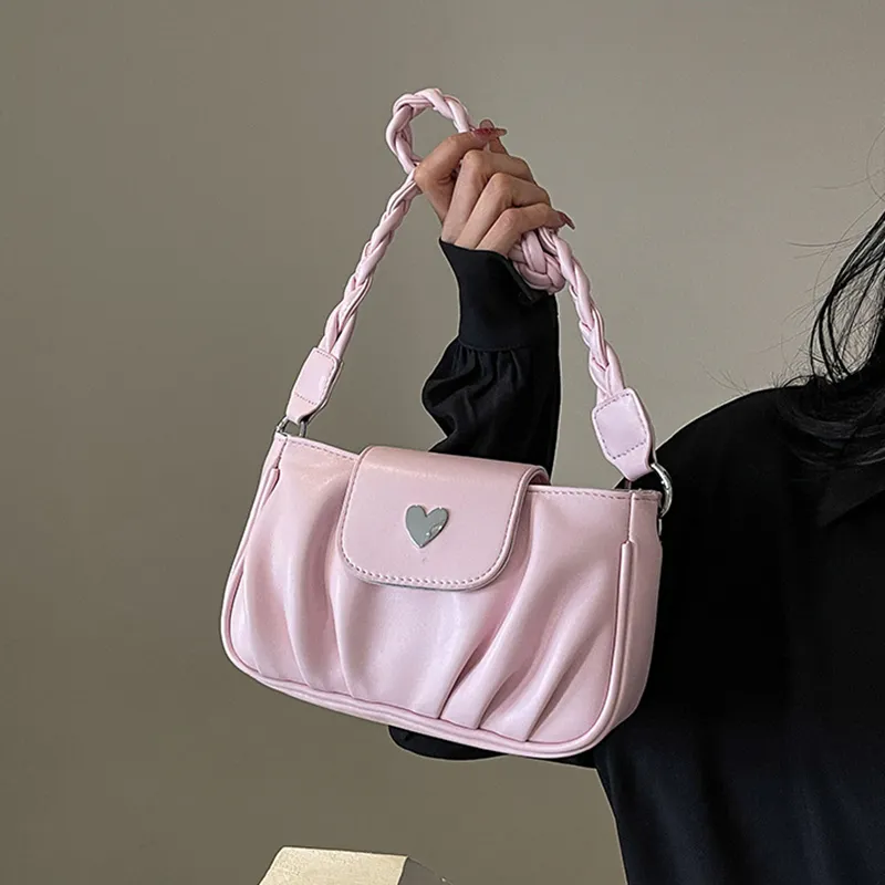 NOMK PU Shoulder Bag, Handbag, Shoulder Bag, Crossbody Bag Women's Black/Ecru/Pink/Silver-11
