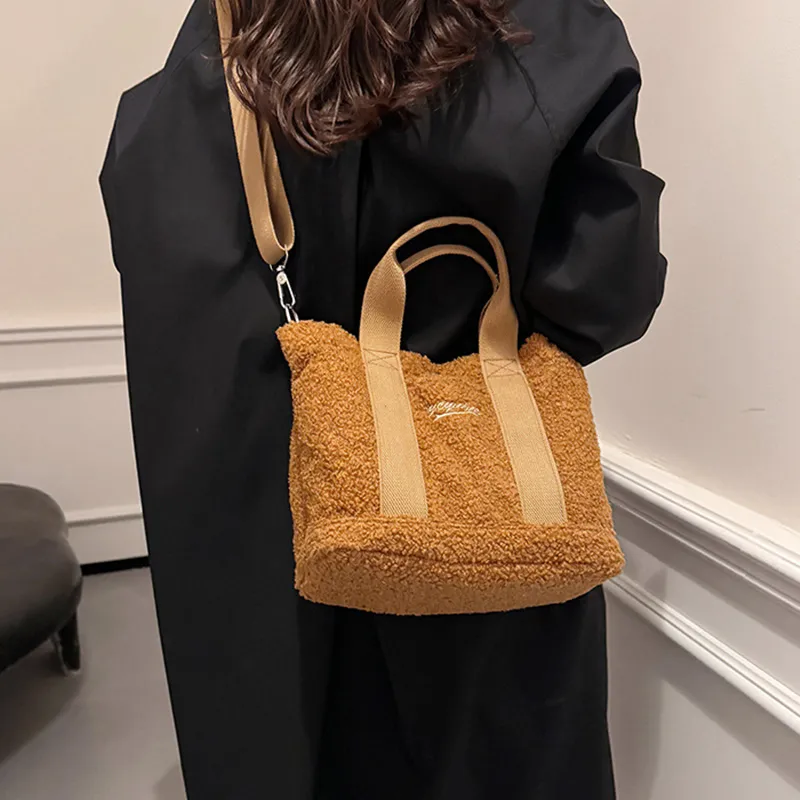 NOMK Faux Fur Shoulder Bag, Handbag Women's Black/Brown/Pink-6