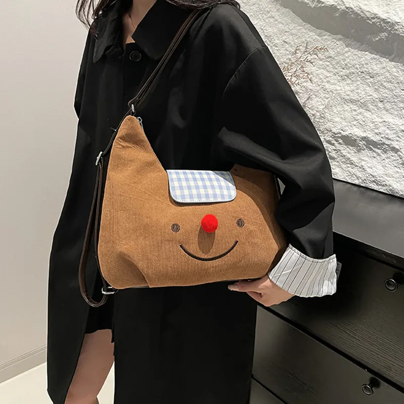 NOMK PU With Corduroy Tote Backpack, Shoulder Bag Women's Brown-2