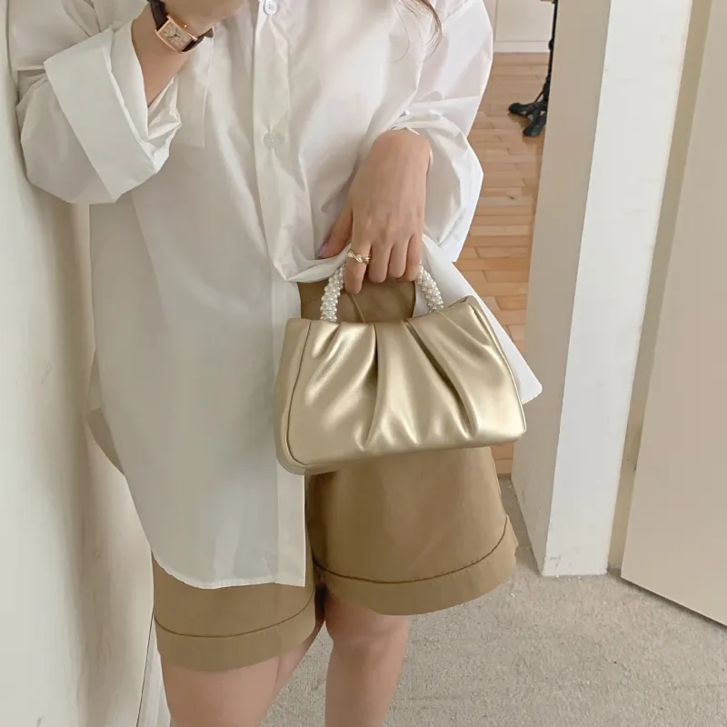NOMK PU Cortex Cloud Bag Shoulder Bag Crossbody Bag Soft Leather Bag Handbag Medium Size Women's Multicolor-8