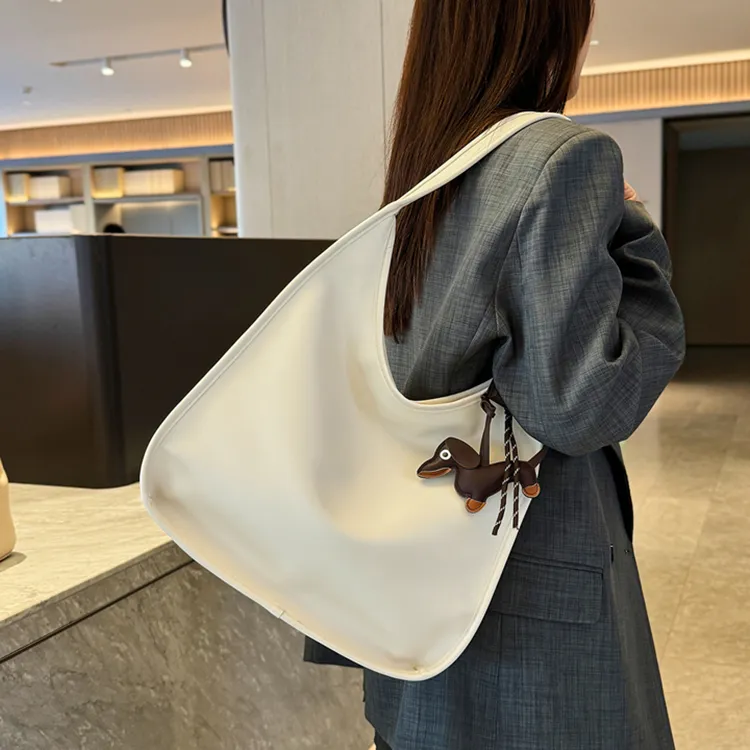 NOMK PU Shoulder Bag Handbag Shoulder Bag Women's Ecru/Silver Black/Dark Brown-2
