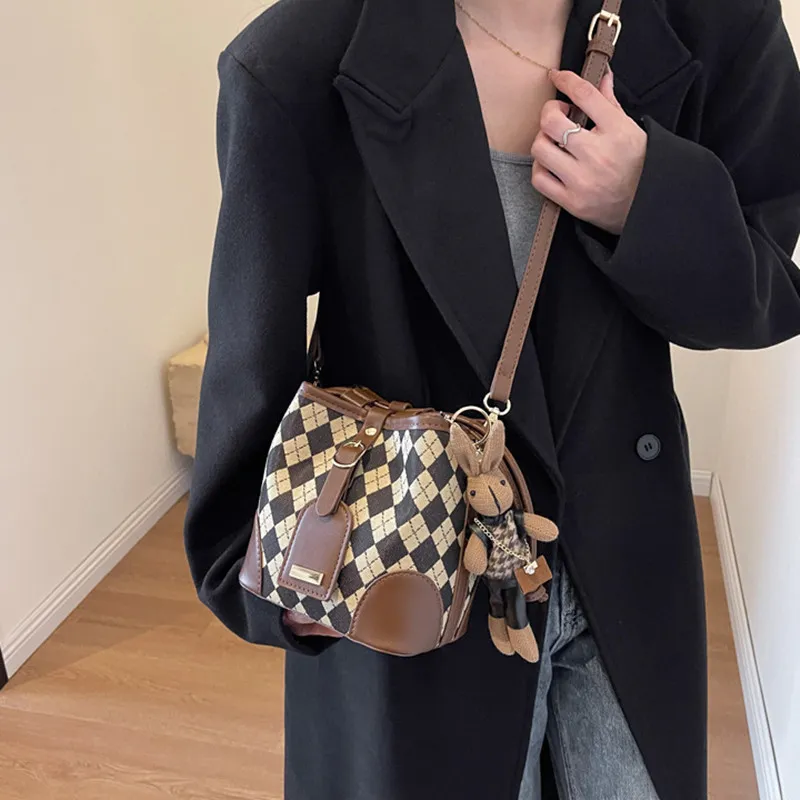 NOMK Woolen Bucket Bag Crossbody Bag Shoulder Bag Shoulder Bag Regular Women's Black/Coffee-12