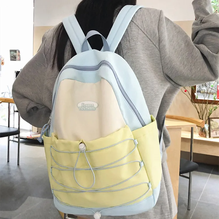 NOMK Nylon Portable One Shoulder Backpack Regular Women's Black Pink/Green Pink/Pink Blue/Blue Yellow-24