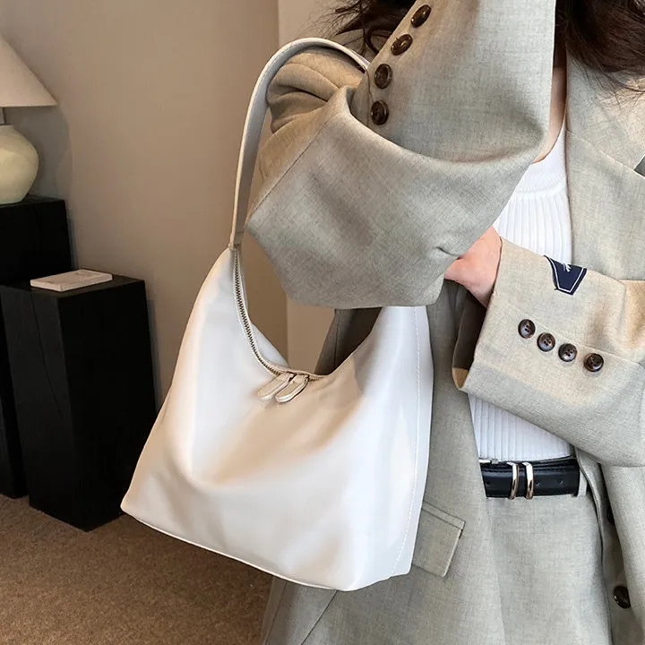 NOMK PU Tote Bag Shopping Bag Shoulder Bag Versatile Shoulder Bag Regular Women's Black/White/Khaki/Brown-8
