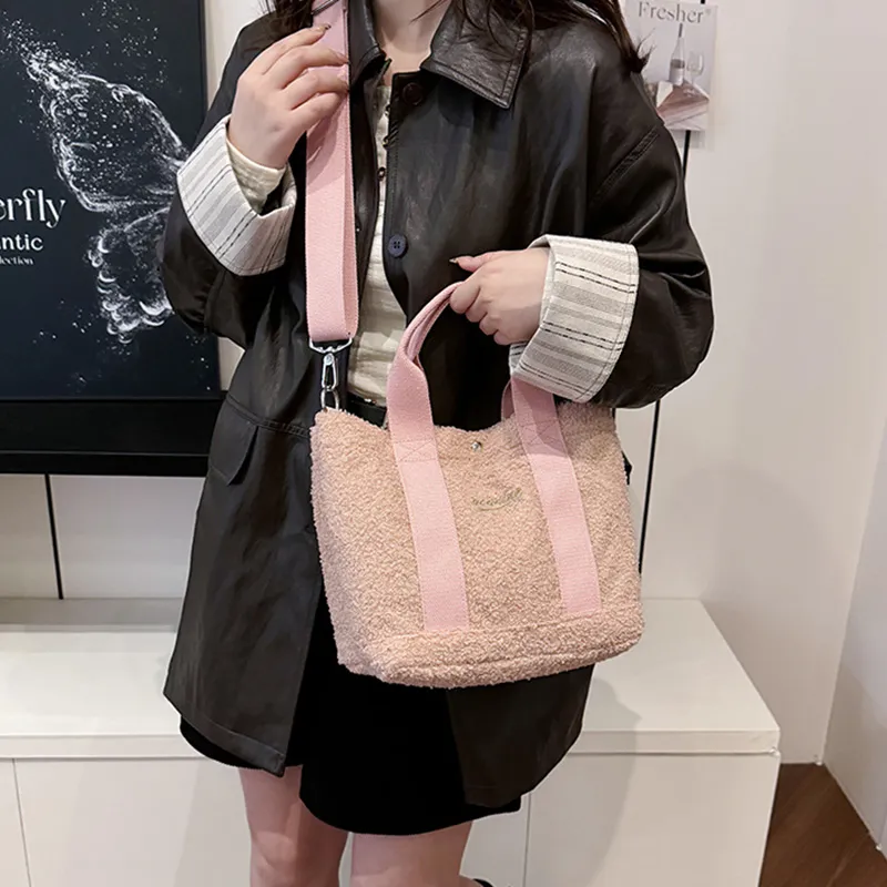 NOMK Faux Fur Shoulder Bag, Handbag Women's Black/Brown/Pink-2