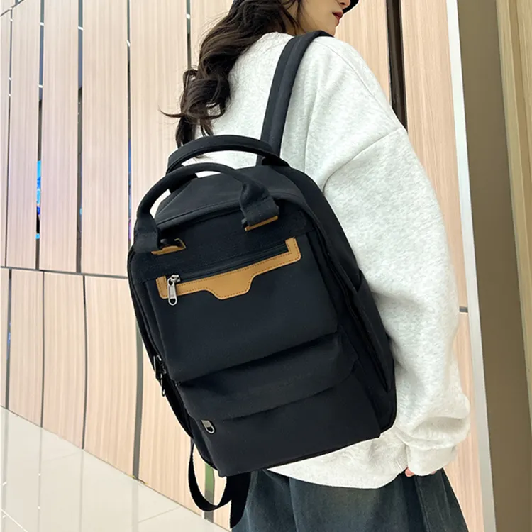 NOMK Canvas Handheld Backpack Unisex Black/Army Green/Green/Ecru/Purple-1