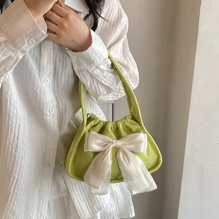 NOMK Corduroy Shoulder Bag Women's White/Black/Pink/Green/Brown-15
