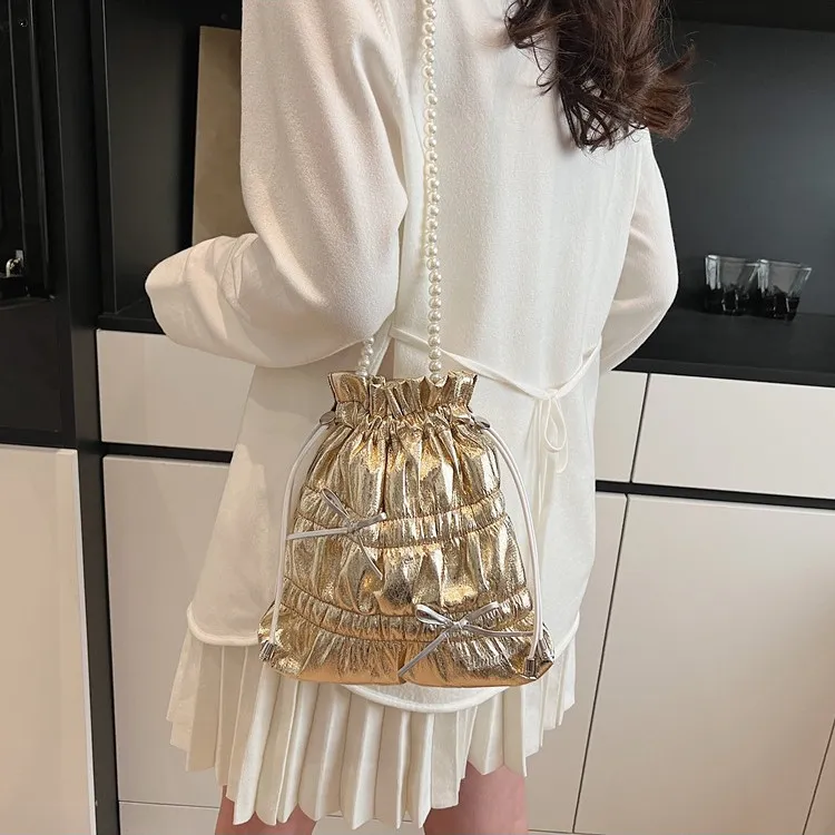 NOMK PU Shoulder Bag, Crossbody Bag Women's Gold/Black/Silver-4