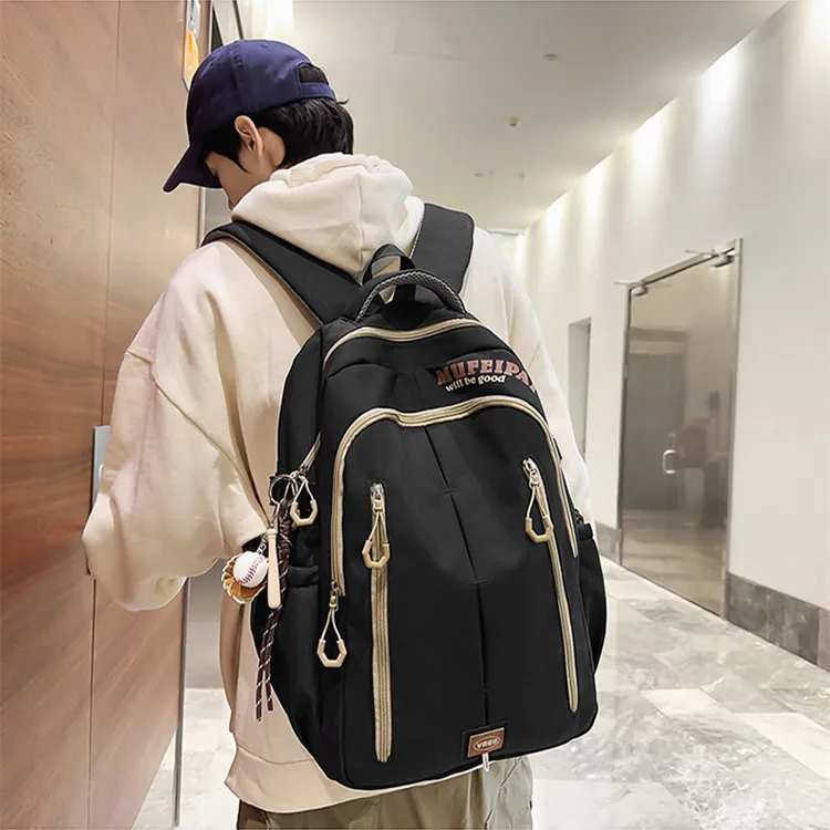 NOMK Nylon Backpack Unisex White/Red/Black-15