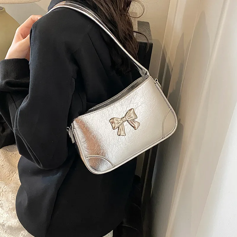 NOMK PU Shoulder Bag, Commute Crossbody Bag Women's Black/Iridescent Silver/Iridescent Gunmetal/Silver-11