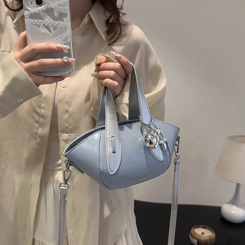 NOMK PU Handbag Shoulder Bag Crossbody Bag Women's White/Blue/Silver-5