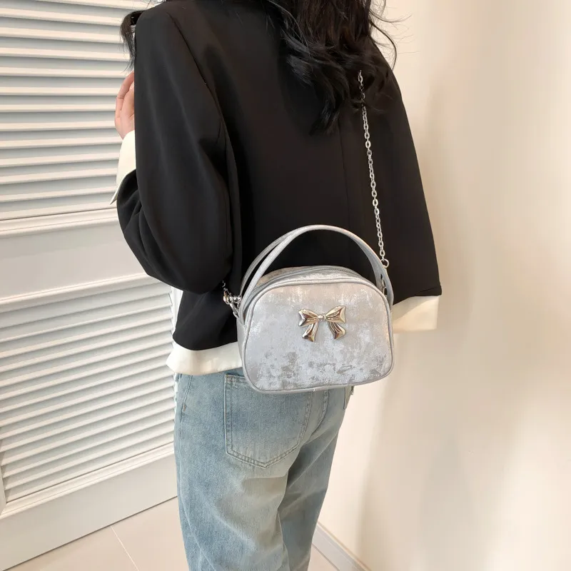 NOMK PU Crossbody Handbag Regular Women's Black/White/Pink/Blue/Silver-21