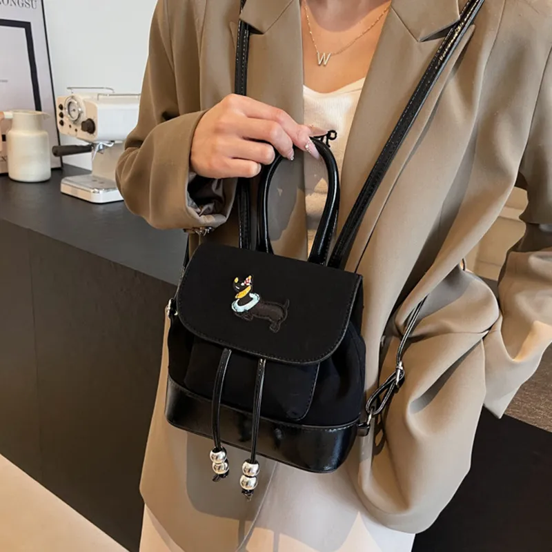 NOMK Suede Handbag Shoulder Bag Backpack Women's Black/Coffee/Brown-1