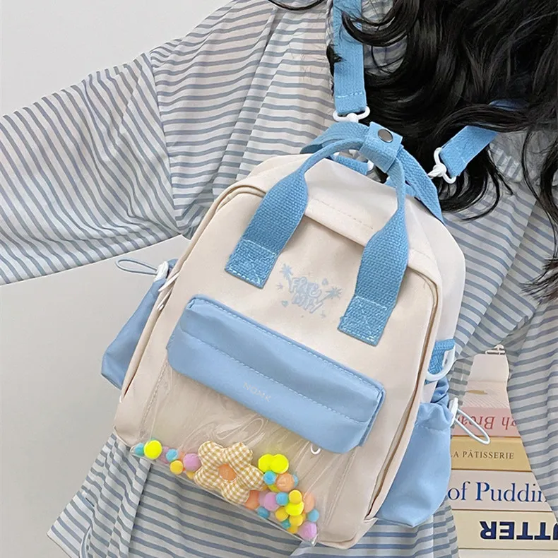 NOMK Nylon Backpack Handbag Women's Purple/Blue/Black/Yellow/Green-6