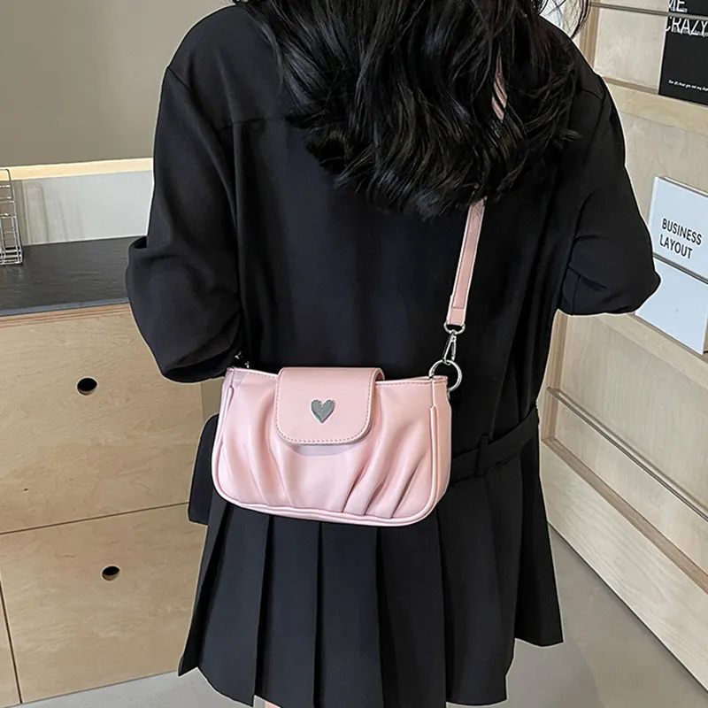 NOMK PU Shoulder Bag, Handbag, Shoulder Bag, Crossbody Bag Women's Black/Ecru/Pink/Silver-14