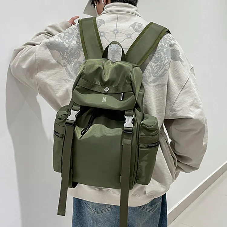 NOMK Nylon Backpack Unisex Black/Gray/Green/Blue-6