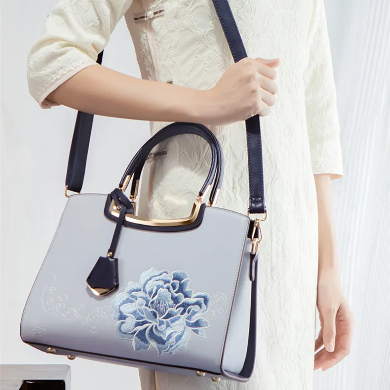 NOMK PU Tote Shoulder Bag, Crossbody Bag, Handbag Women's Blue/Burgundy/Apricot-4