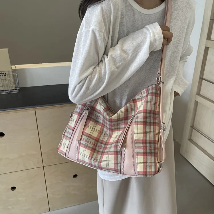 NOMK PU Tote Backpack Shoulder Bag Crossbody Bag Backpack Women's Pink/White-2