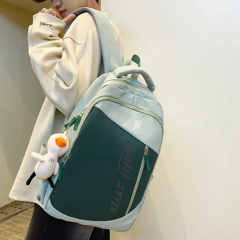NOMK Nylon Backpack Backpack Travel Backpack Laptop Bag Unisex Black/Green/White/Blue-6