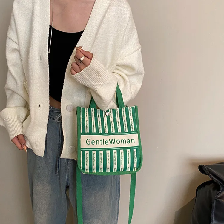 NOMK Canvas Handbag, Crossbody Bag Women's Black/Khaki/Green/Rose/White Letter/Black Letter-8
