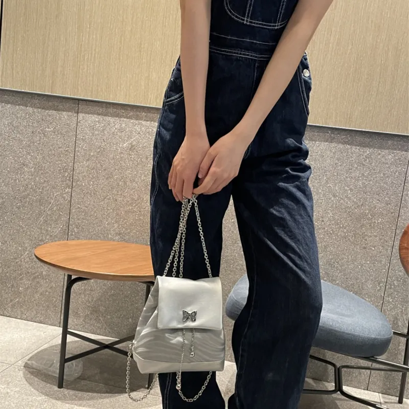 NOMK PU Chain Backpack Regular Women's Silver-2